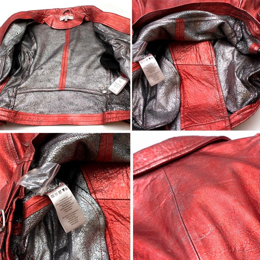 Iro Axelle Red Metallic Moto Jacket US 6 at 1stDibs red metallic