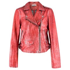 Iro Axelle Red Metallic Moto Jacket US 6
