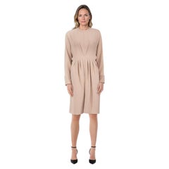 Iro Beige Long Sleeve Pleated Dress Size M