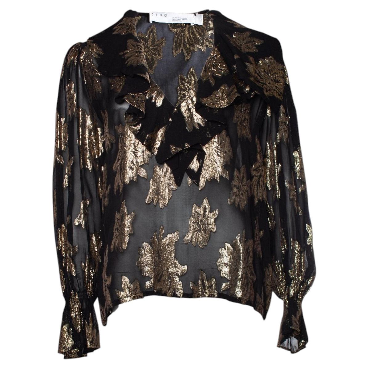 Iro, blusa con volant in labra lurex nero e oro in vendita