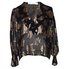 IRO, blusa de volantes de lúrex labra negra y dorada