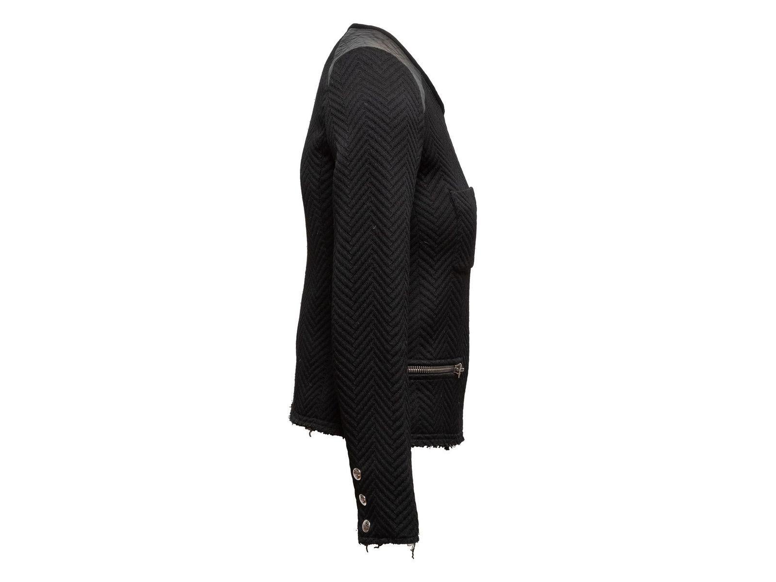 Iro Black Herringbone Leather-Trimmed Moto Jacket 2