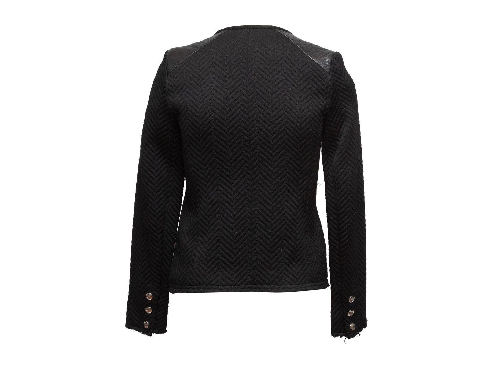 Iro Black Herringbone Leather-Trimmed Moto Jacket 3