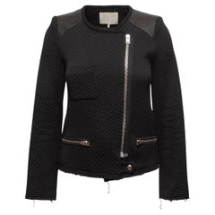 Iro Black Herringbone Leather-Trimmed Moto Jacket