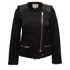Iro Black Herringbone Leather-Trimmed Moto Jacket