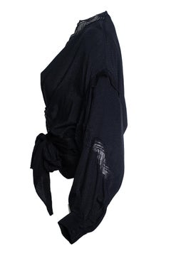 IRO, black jarl wrap top with lace