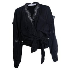 IRO, black jarl wrap top with lace