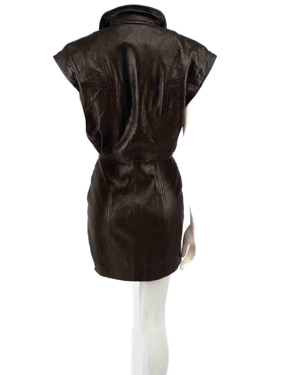 Iro Black Leather Anata Buttoned Mini Dress Size XS In Good Condition For Sale In London, GB