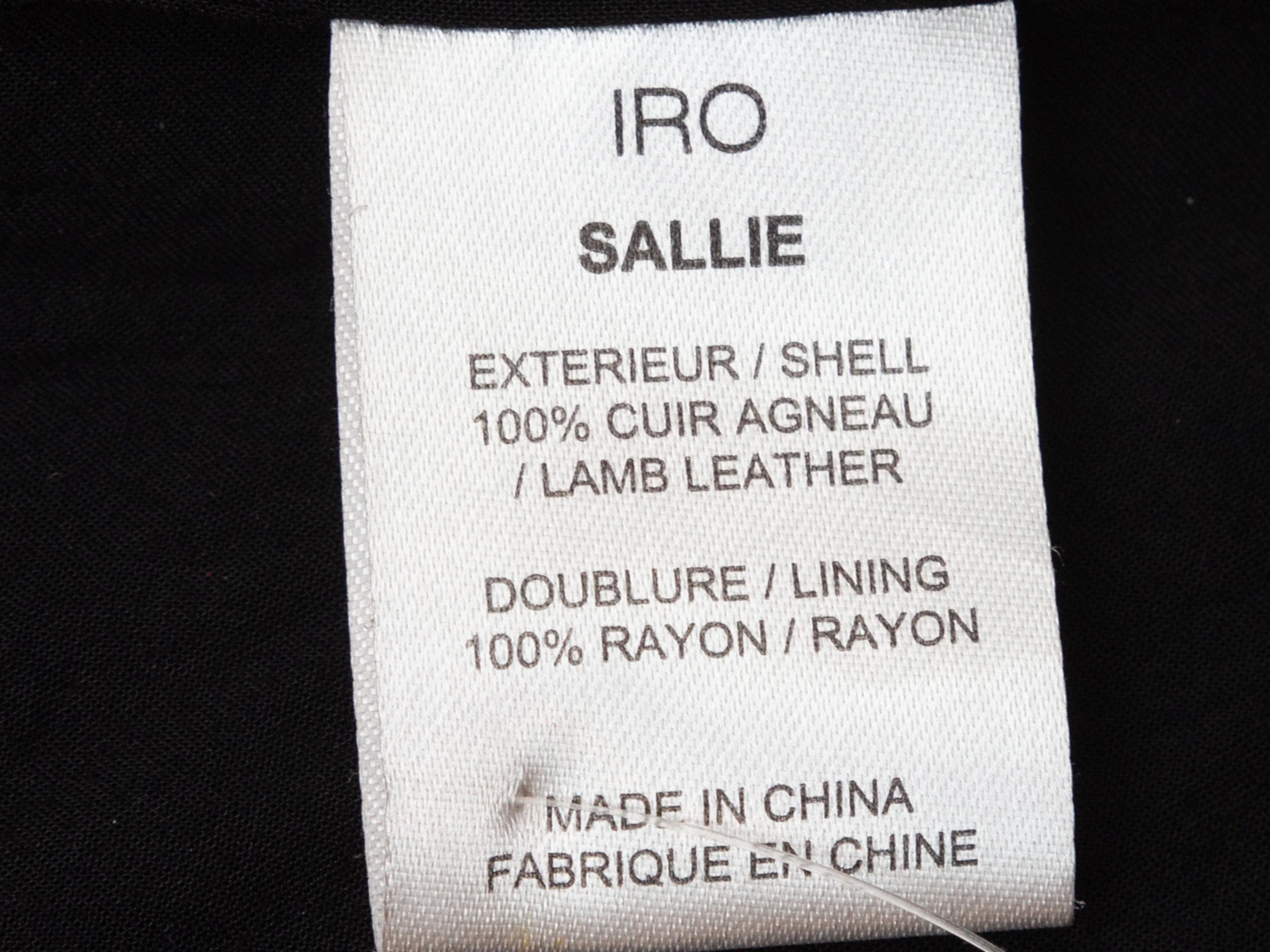 IRO Black & Olive Sallie Leather Moto Jacket In Good Condition In New York, NY