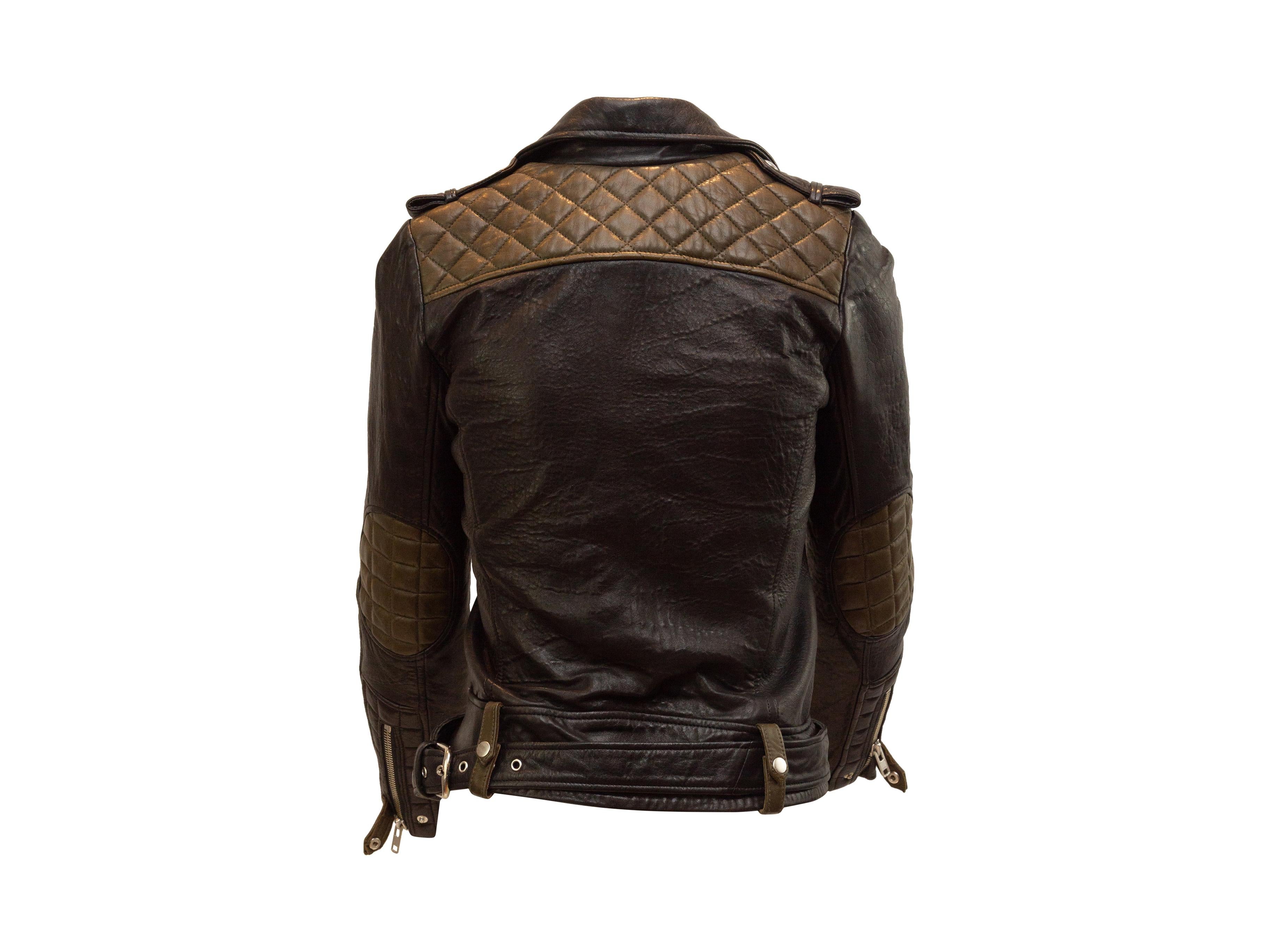 IRO Black & Olive Sallie Leather Moto Jacket 2