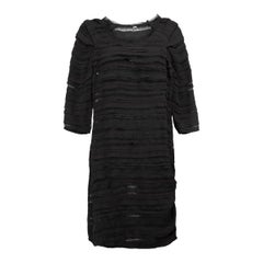 Iro Black Sheer Fray Layered Detail Mini Dress Size XXS