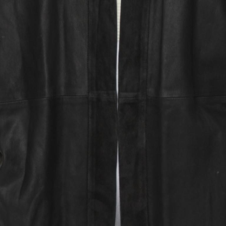 IRO Black Suede Leather Open Front Kimono S In Good Condition For Sale In Dubai, Al Qouz 2