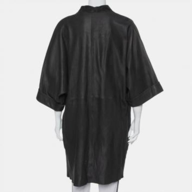 IRO Black Suede Leather Open Front Kimono S For Sale 2
