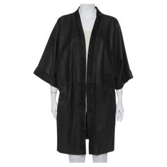 IRO Kimono en daim et cuir noir ouvert sur le devant S