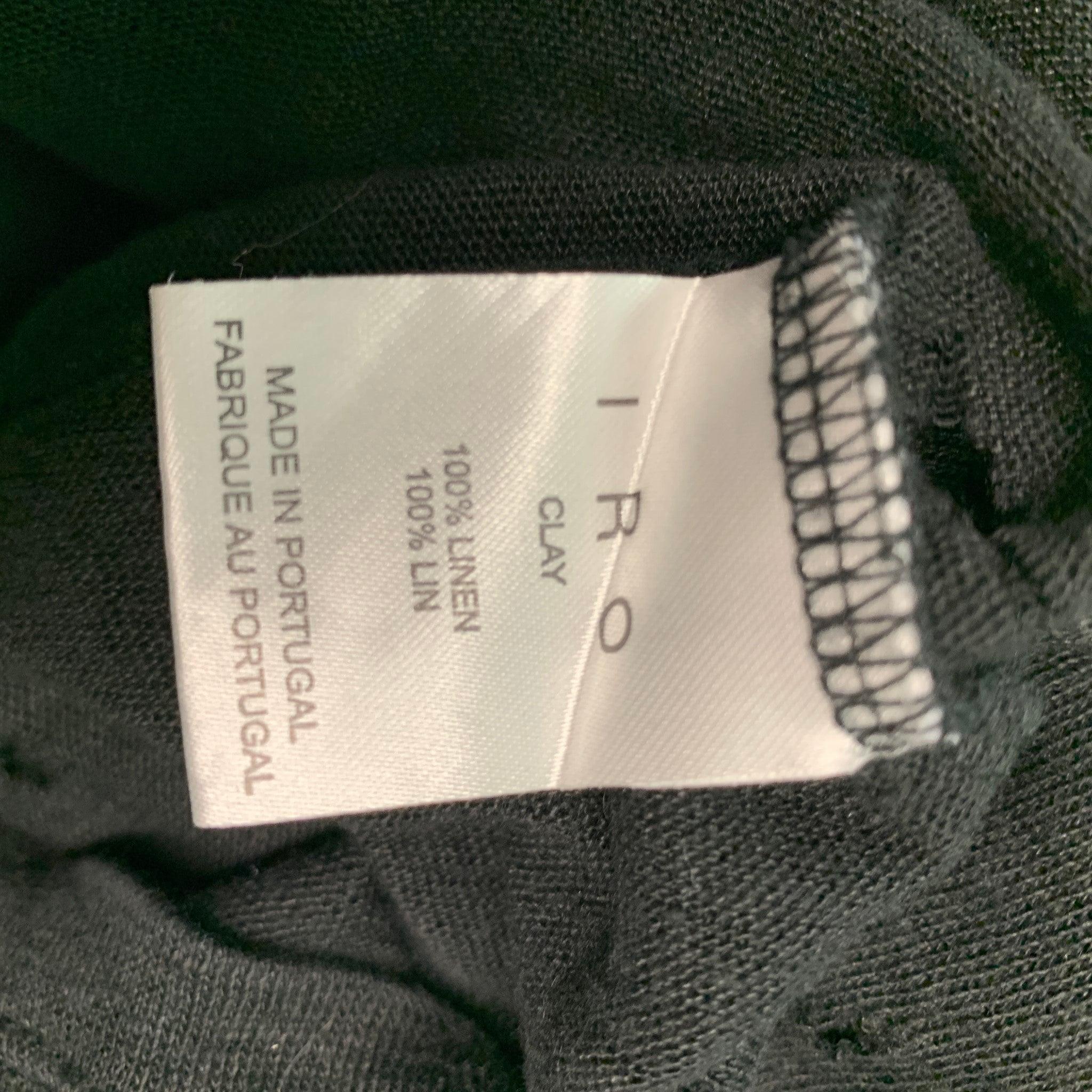IRO CLAY Taille XS T-shirt col ras du cou en lin noir vieilli en vente 1