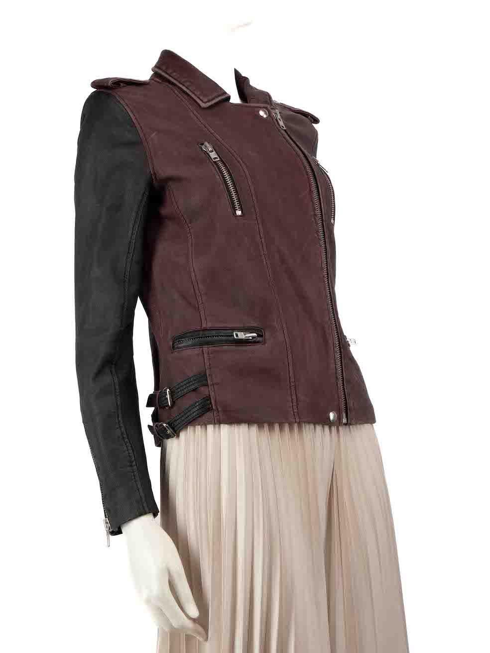 CONDITION is Good. Minor wear to the jacket is evident. Light wear to the collar piping, hemline edges is seen with discolouration. The front of the jacket is seen with abrasion marks with tarnishing on all the zips on this used Iro designer resale