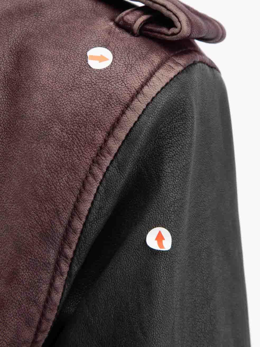 Women's Iro Colourblock Leather Biker Jacket Size XS For Sale