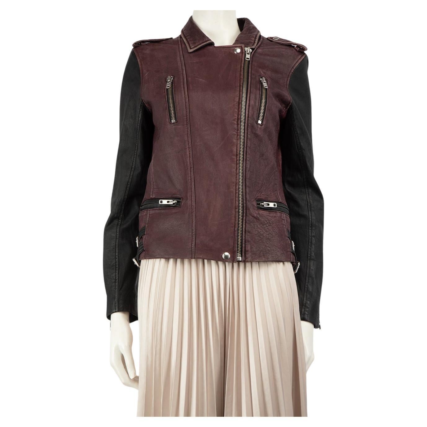 Iro Colourblock Leather Biker Jacket Size XS