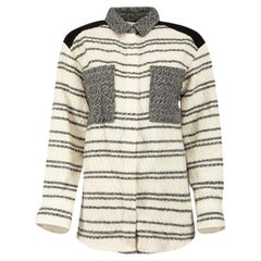 Iro Cream Striped Wool Jacket Size S