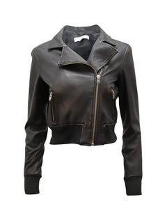 Iro Kurze Bikerjacke aus schwarzem Leder