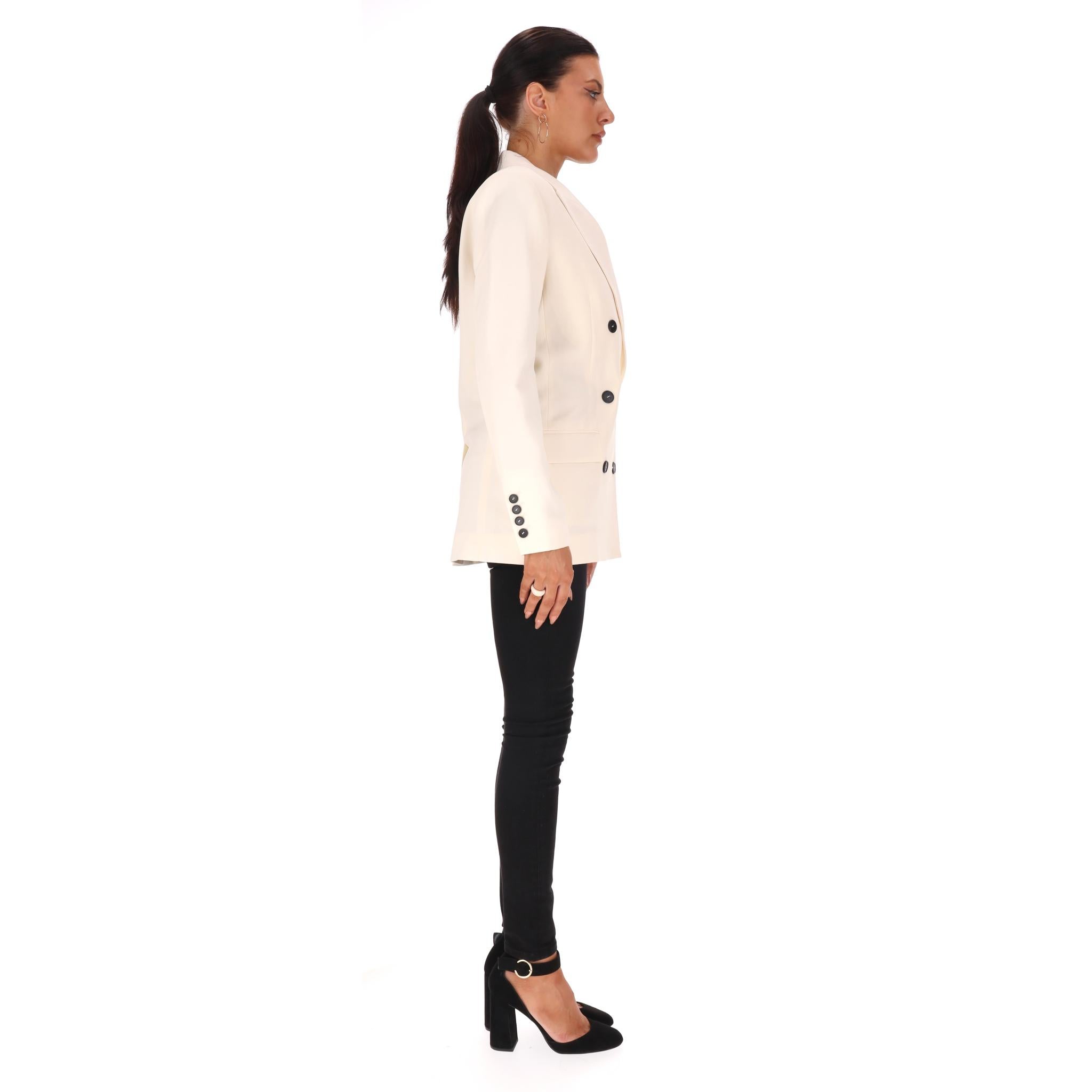 Grigio Iro Double-Breasted Wool Blend Blazer in vendita