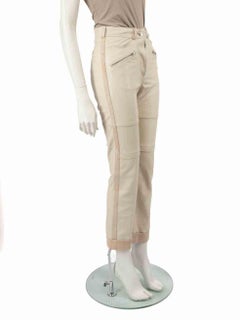 Iro Ecru Leather Aysel Slim Leg Trousers Size XXS