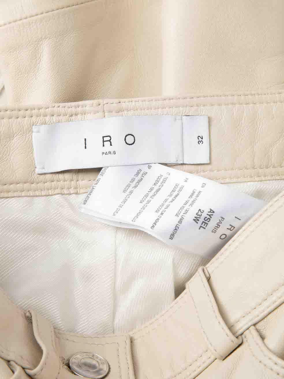 Iro Ecru Leather Aysel Slim Leg Trousers Size XXS For Sale 1