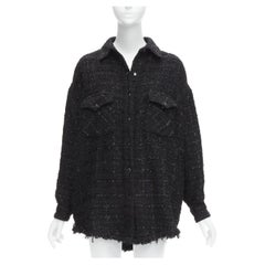 IRO EXPERIENCE 2020 Figharo metallic tweed silver resin button d shirt FR36 S