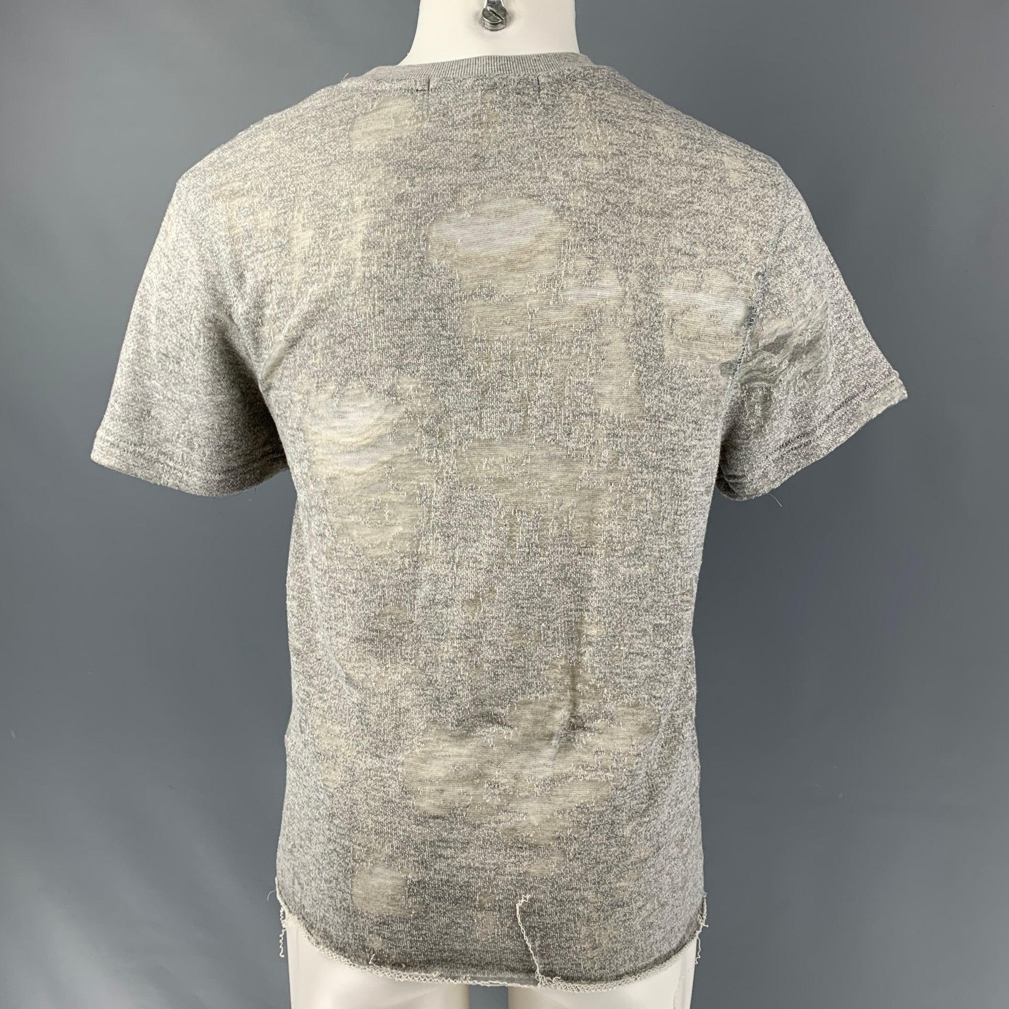 IRO Gaetane Größe S Heather Grau Distressed Baumwollmischung Crew-Neck T-Shirt mit Rundhalsausschnitt im Zustand „Hervorragend“ im Angebot in San Francisco, CA