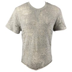 IRO Gaetane Größe S Heather Grau Distressed Baumwollmischung Crew-Neck T-Shirt mit Rundhalsausschnitt