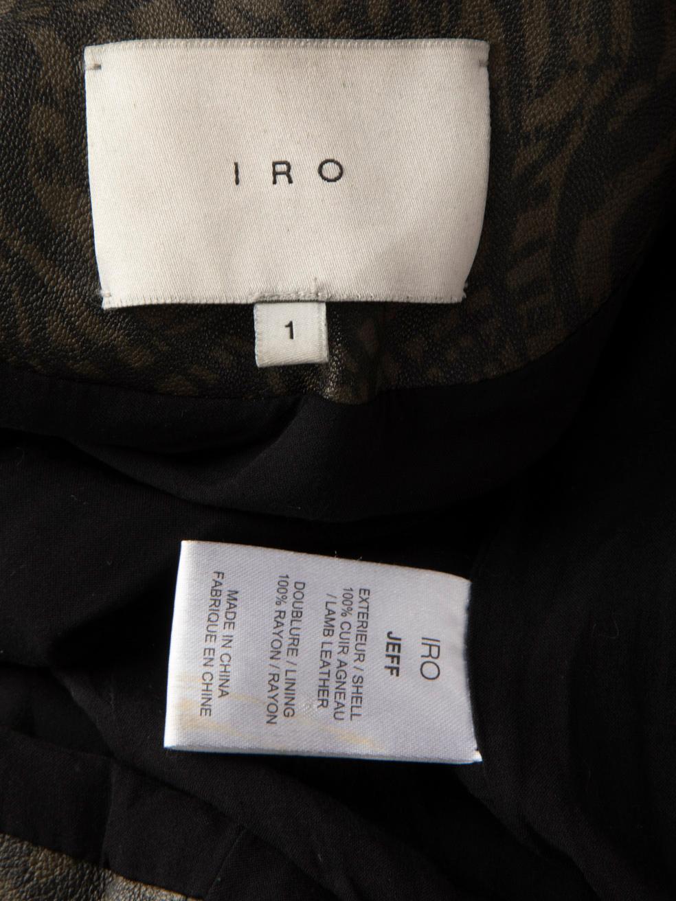 Iro Green Abstract Print Leather Biker Jacket Size S For Sale 2