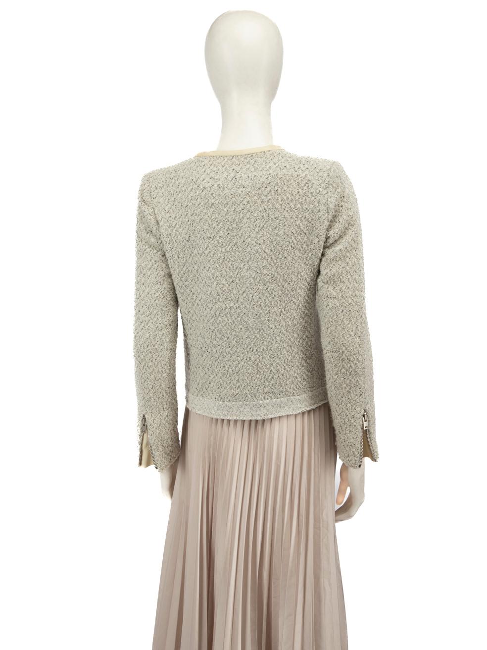 Chaqueta con cremallera asimétrica de tweed gris Iro Talla S Beige en venta