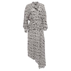 Iro Jensen Asymmetric Printed Midi Dress in White Viscose