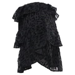 Iro Leopard-Accent Mini Tiered Skirt in Black Silk