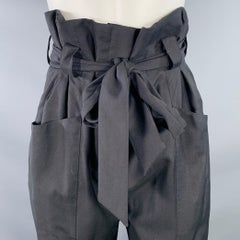 Pantalon en laine noir à taille haute avec ceinture, modèle IRO, référence FR 36, taille estimée US 4