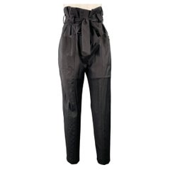 Pantalon en laine noir à taille haute avec ceinture, modèle IRO, référence FR 36, taille estimée US 4