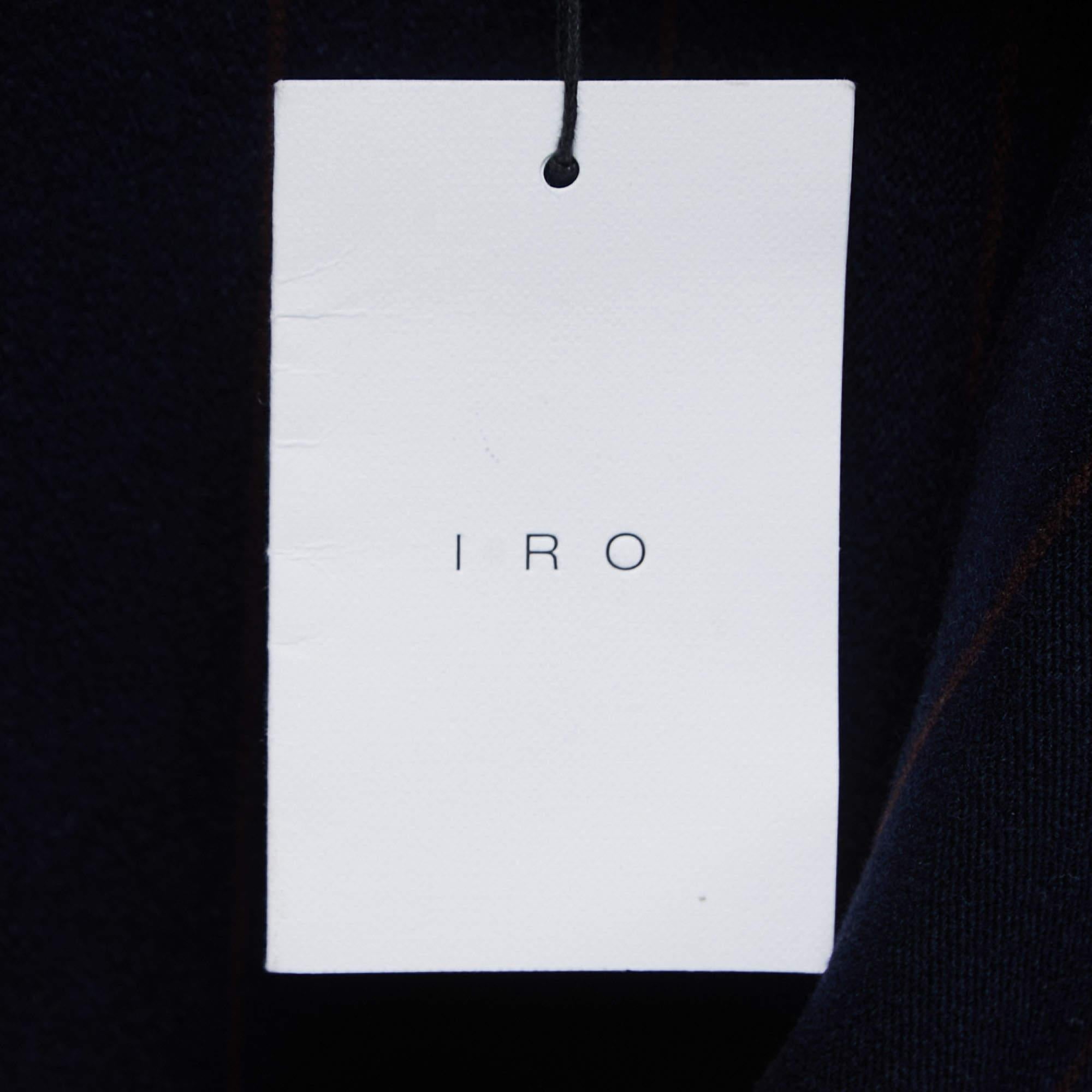 Women's IRO Navy Blue Striped Wool-Blend Vest Jacket L
