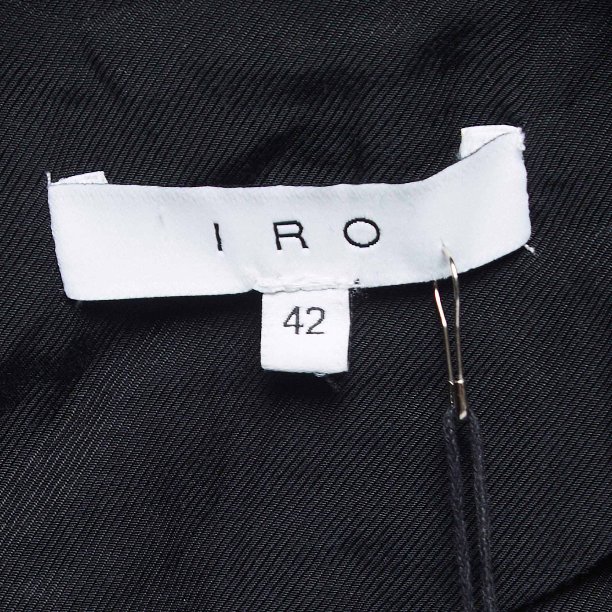 Women's IRO Navy Blue Striped Wool-Blend Vest Jacket L