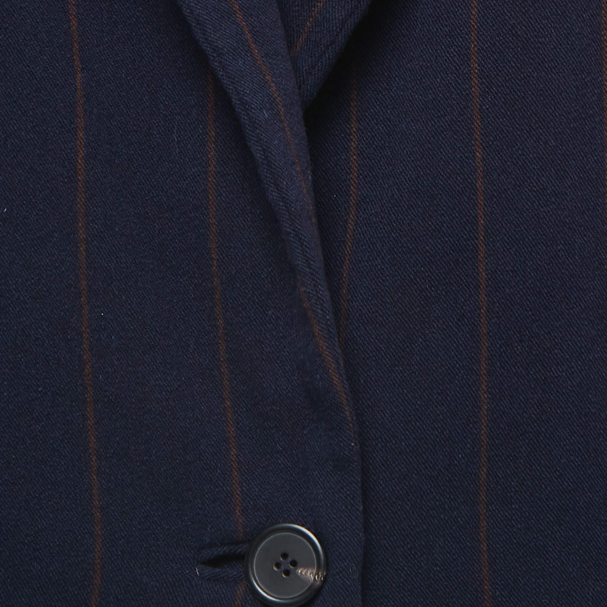 IRO Navy Blue Striped Wool-Blend Vest Jacket L 1