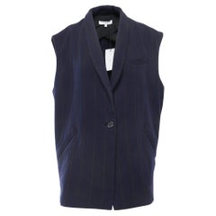 IRO Veste de gilet en laine rayée bleu marine L