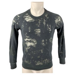 IRO Nona Size S Dark Gray Distressed Cotton Blend Long Sleeve Pullover