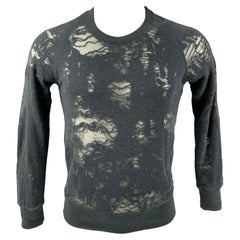 IRO Nona Größe S Dunkelgrauer langärmeliger Pullover aus Baumwollmischung im Used-Look