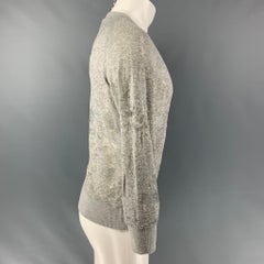 IRO Nona Size S Heather Grey Distressed Cotton Blend Long Sleeve Pullover