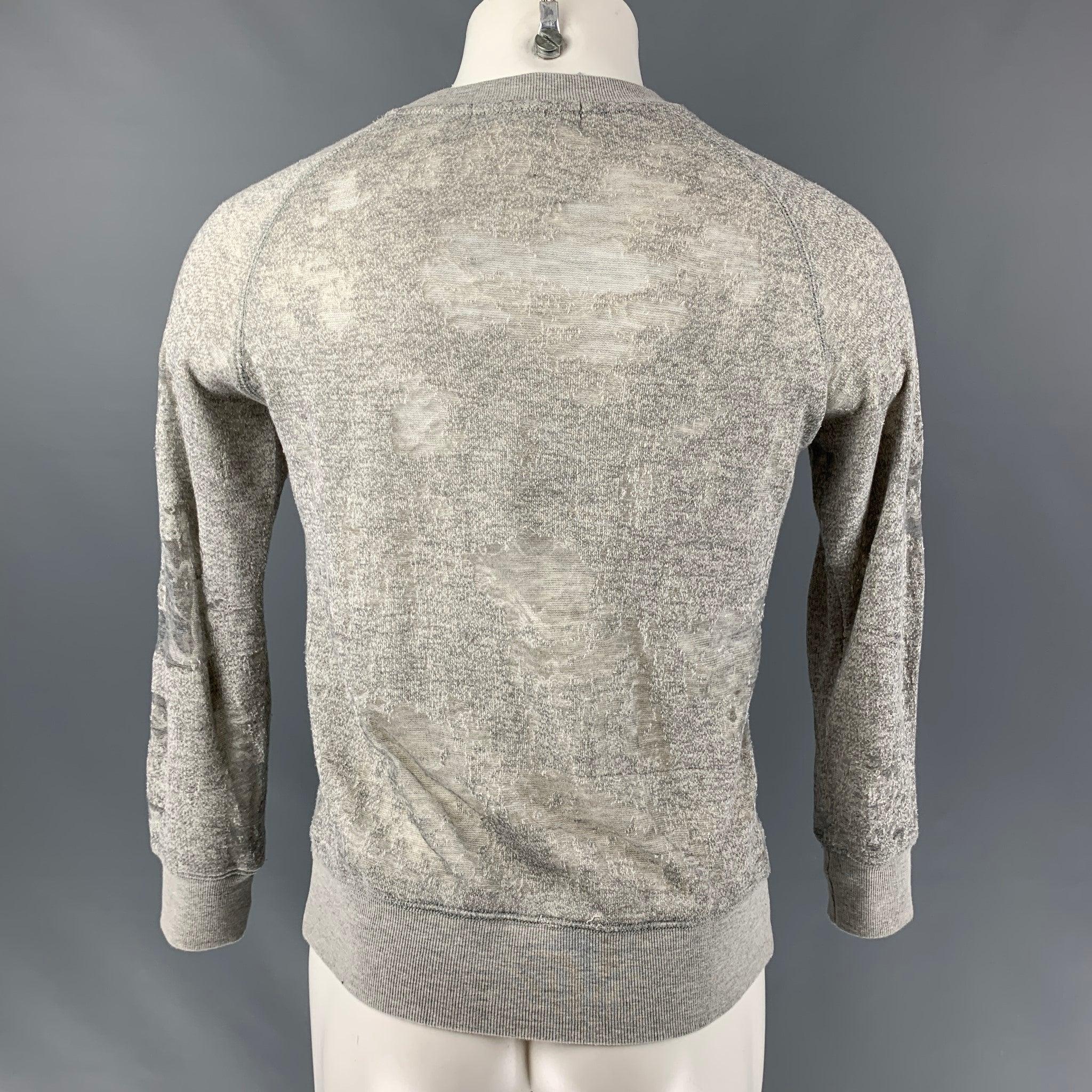 IRO Nona Size S Heather Grey Distressed Cotton Blend Long Sleeve Pullover In Excellent Condition For Sale In San Francisco, CA