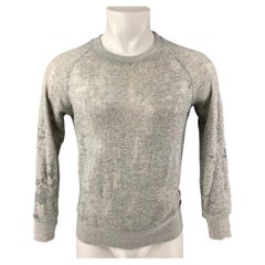 IRO Nona Size S Heather Grey Distressed Cotton Blend Long Sleeve Pullover