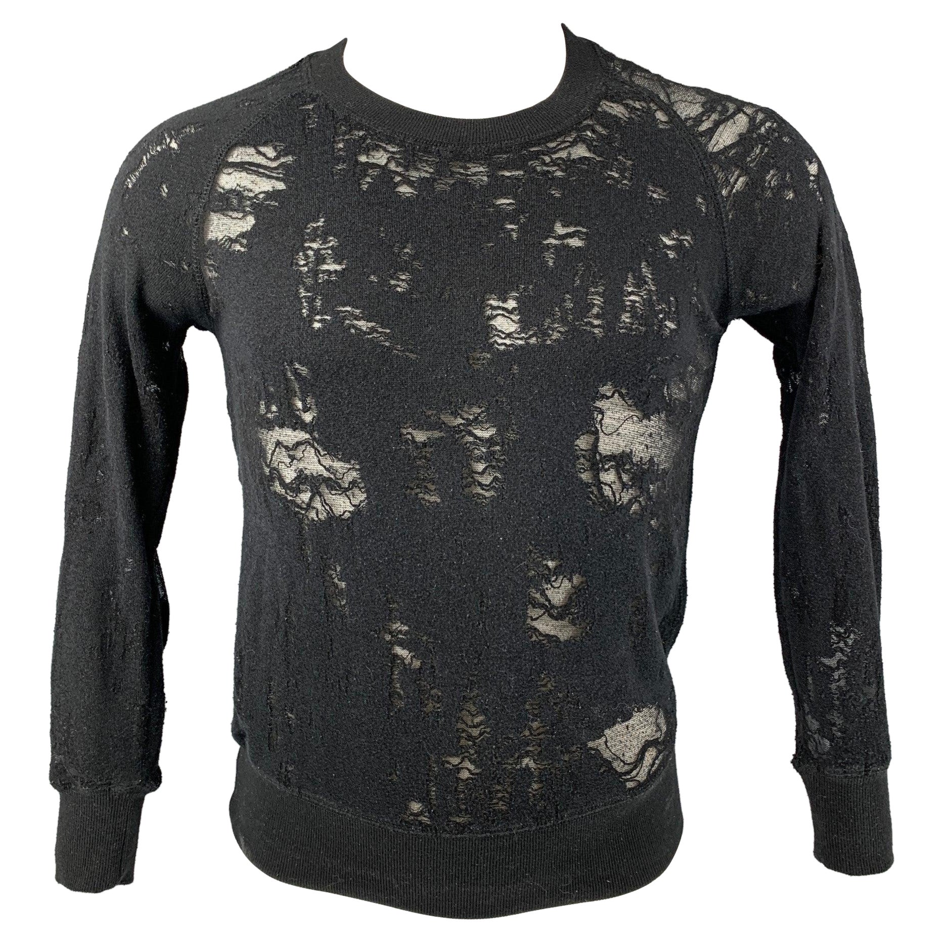 IRO Nona Talla XS Negro Mezcla de Algodón Envejecido  Jersey de manga larga