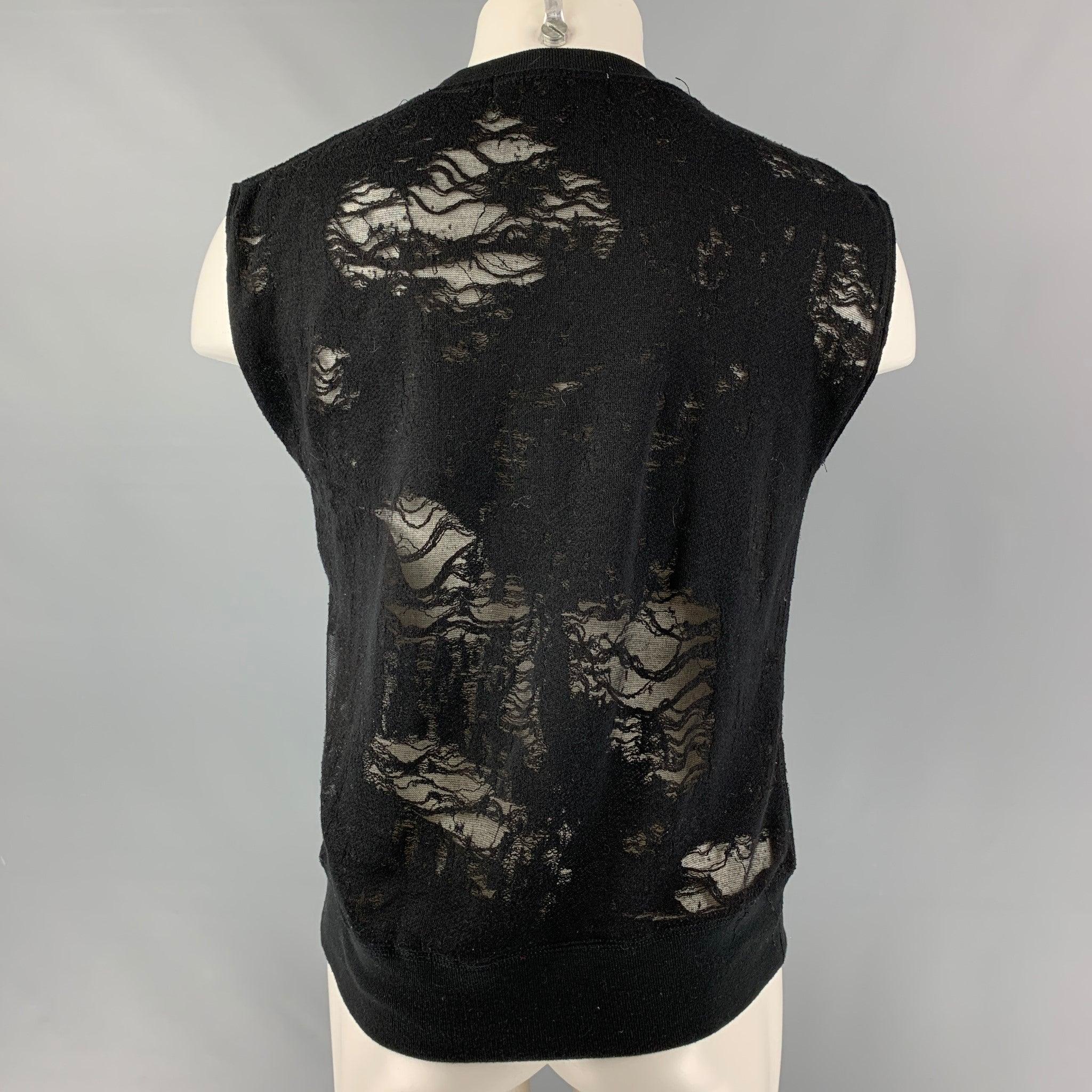 IRO Nuala Size S Black Distressed Cotton Blend Sleeveless Pullover In Excellent Condition For Sale In San Francisco, CA