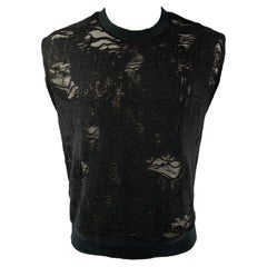 IRO Nuala Size S Black Distressed Cotton Blend Sleeveless Pullover
