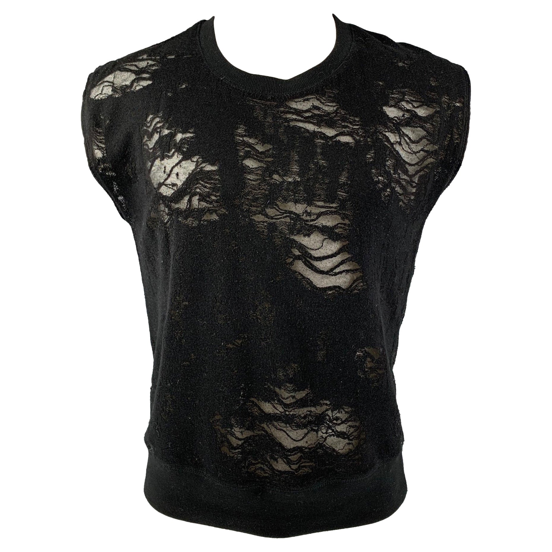 IRO Nuala Größe S Schwarzer ärmelloser Pullover aus Baumwollmischung im Used-Look