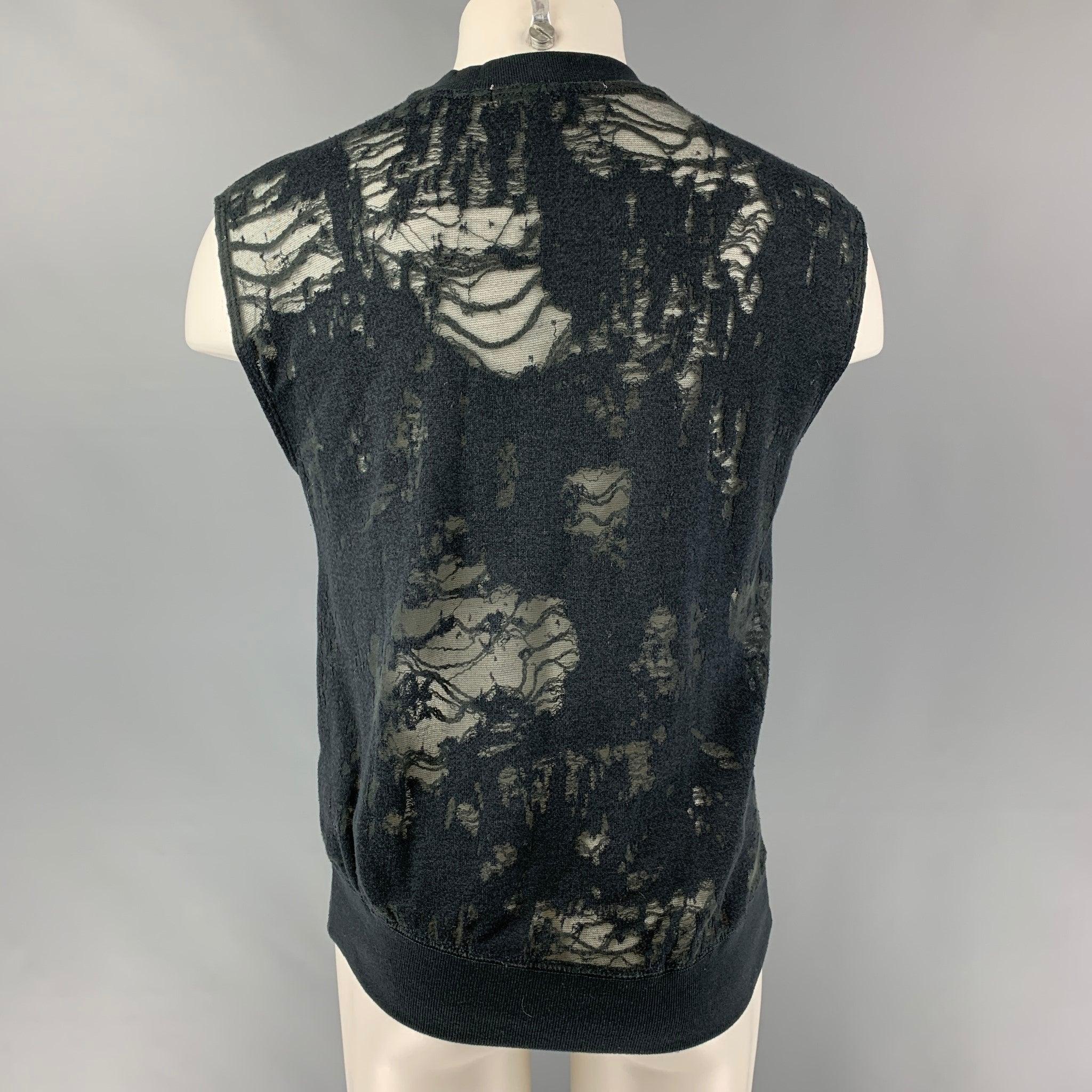 IRO Nuala Size S Slate Distressed Cotton Blend Sleeveless Pullover In Excellent Condition For Sale In San Francisco, CA